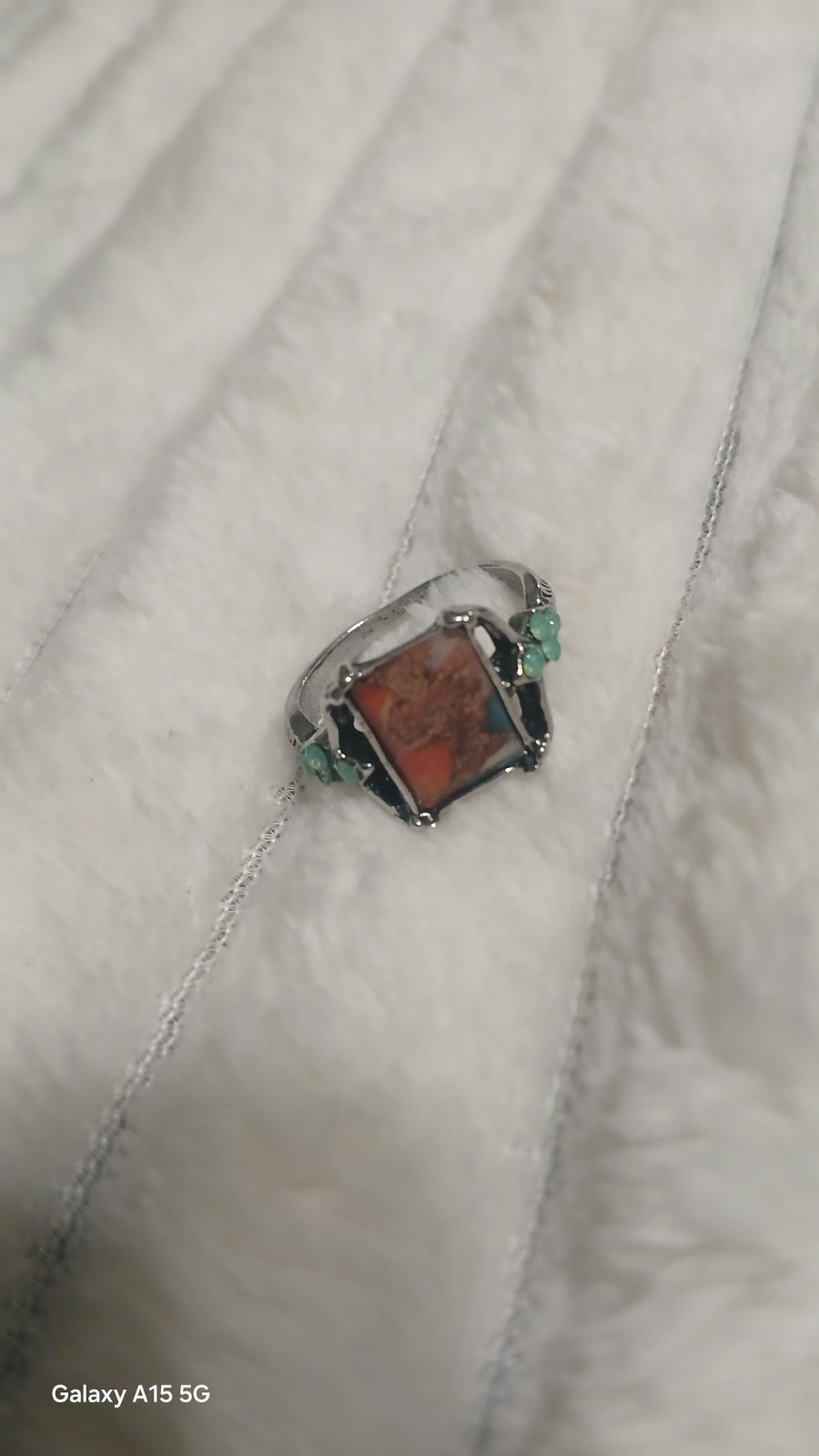 Vintage Bohemian Style Inlay Ring Unisex Zinc Alloy Band Size 6 New