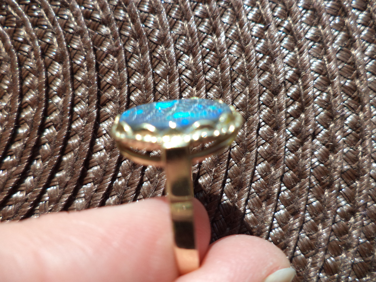 7 1/4 Vintage 14k APPROX 14×10 AUSTRALIA BLACK OPAL Ring
