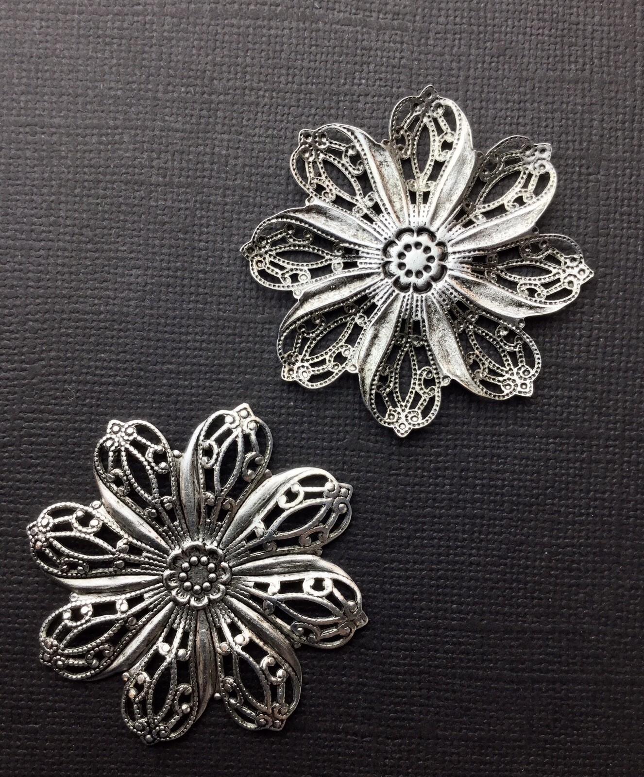 25824 – Round Floral Filigree Jewelry Finding Silver Ox