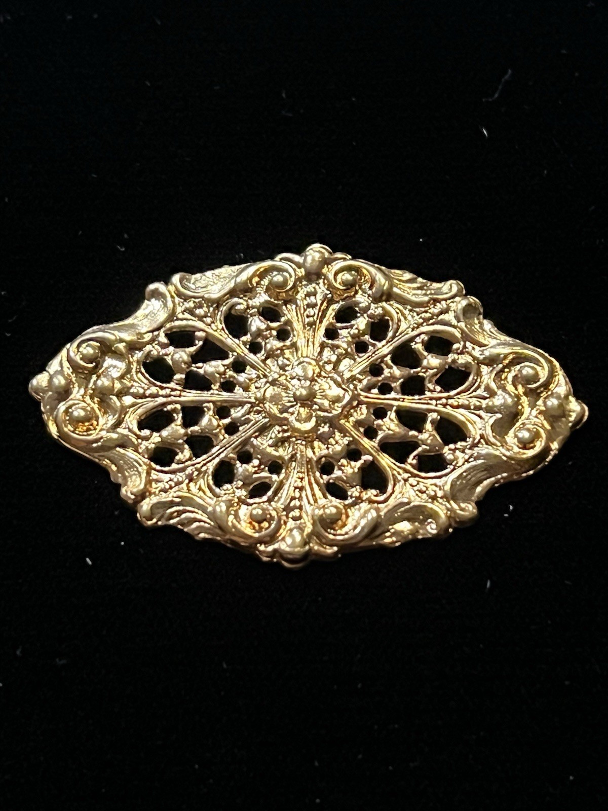 Large Vintage Gold Plated Brass Stamping for Jewelry Design NOS 22K Gold Plated