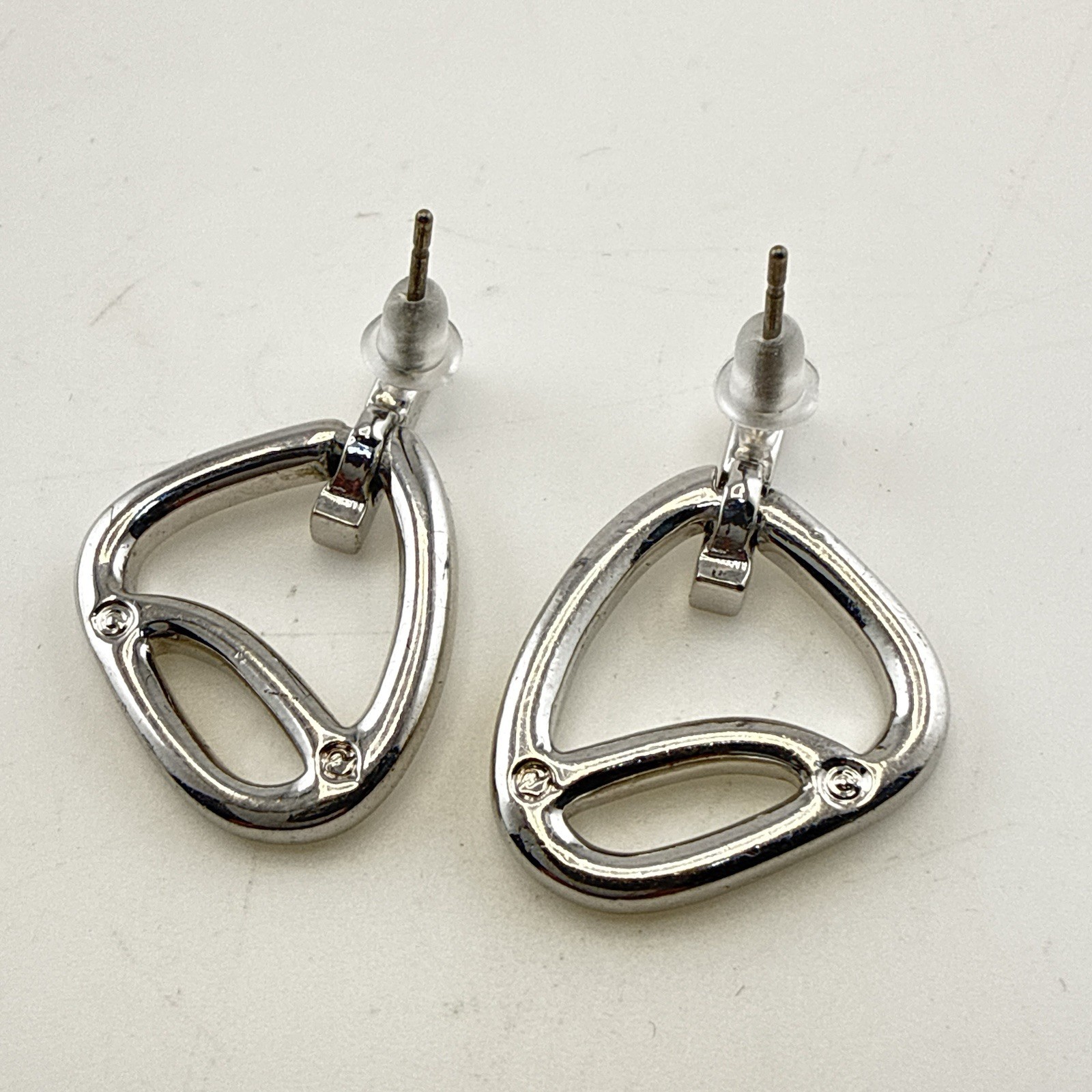 Swarovski Earrings Crystal Swan Signed Dangle Drop Austria Silver Plated