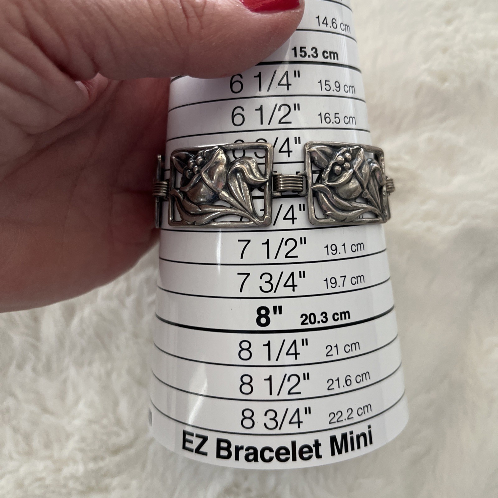 925 Sterling Silver Vintage Bracelet DANECRAFT linked Floral Carved