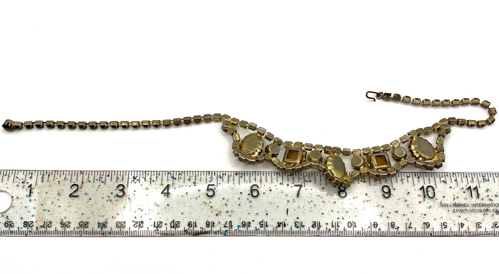 Vintage Dragon Breath Rhinestone Cabochon Necklace Flame Citrine Color Cup Prong
