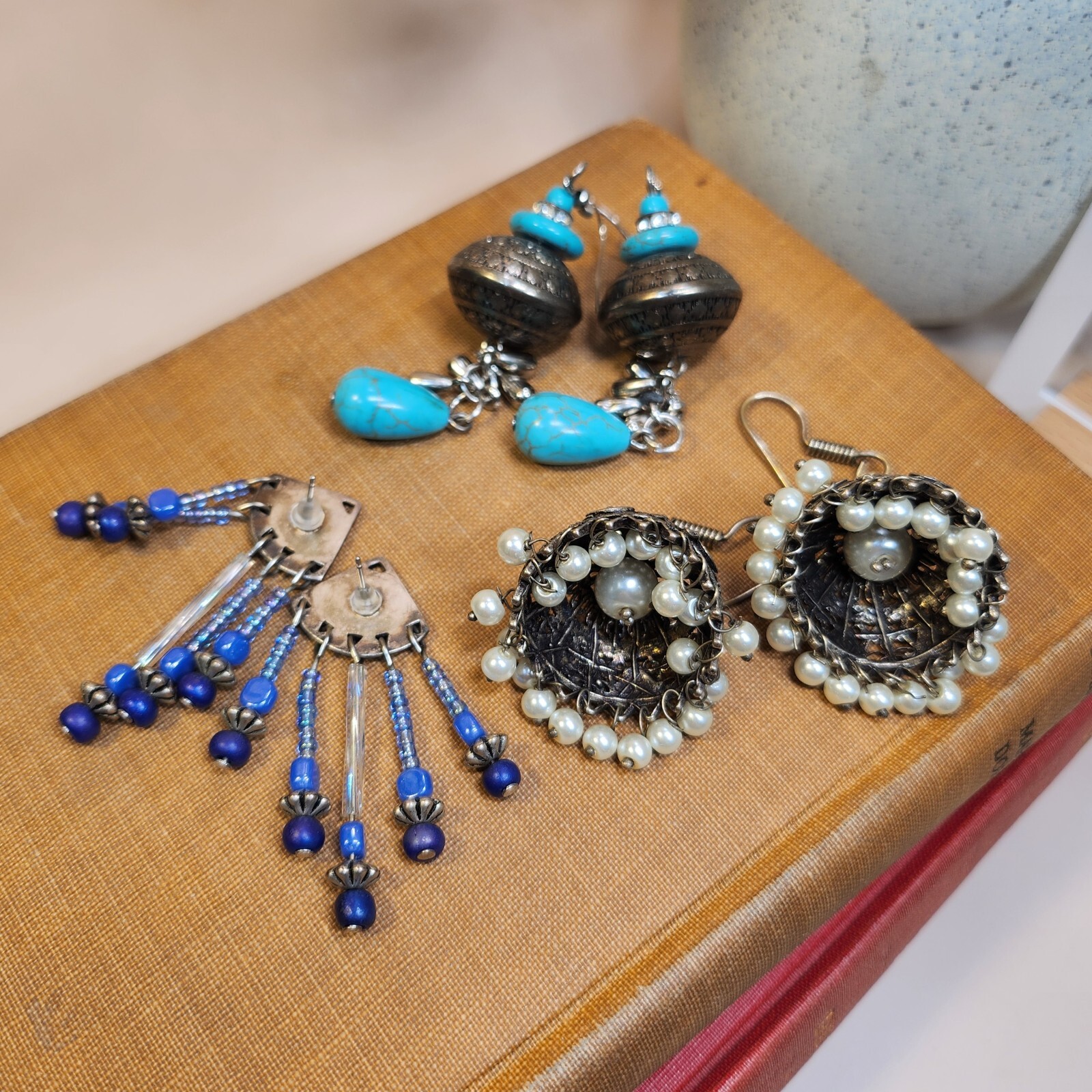 Vintage Chandelier Pierced Earrings Fashion Jewelry Lot of 3