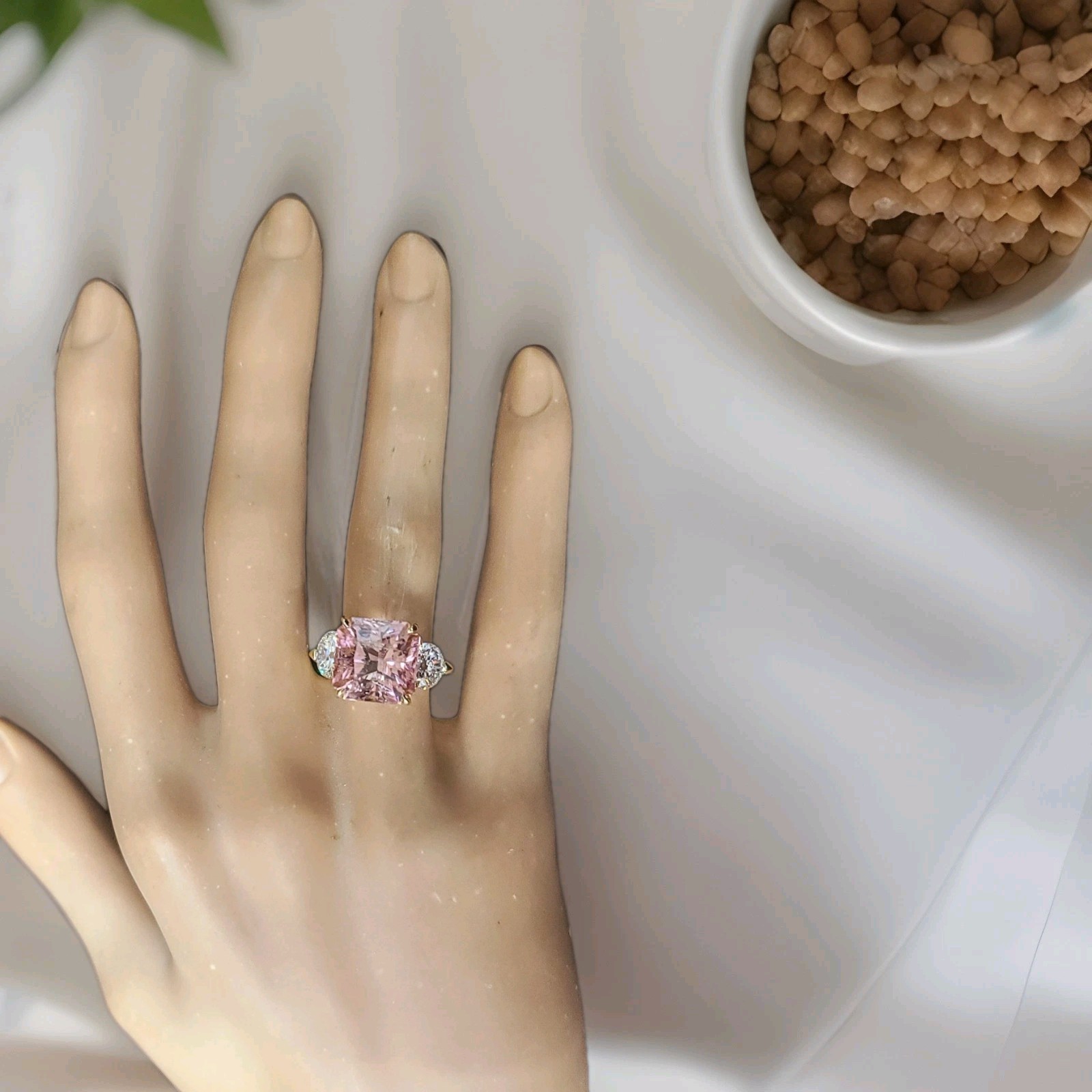 Vintage 14k Yellow Gold Engagement Ring 7.64ct. Natural Pink Tourmaline Radiant