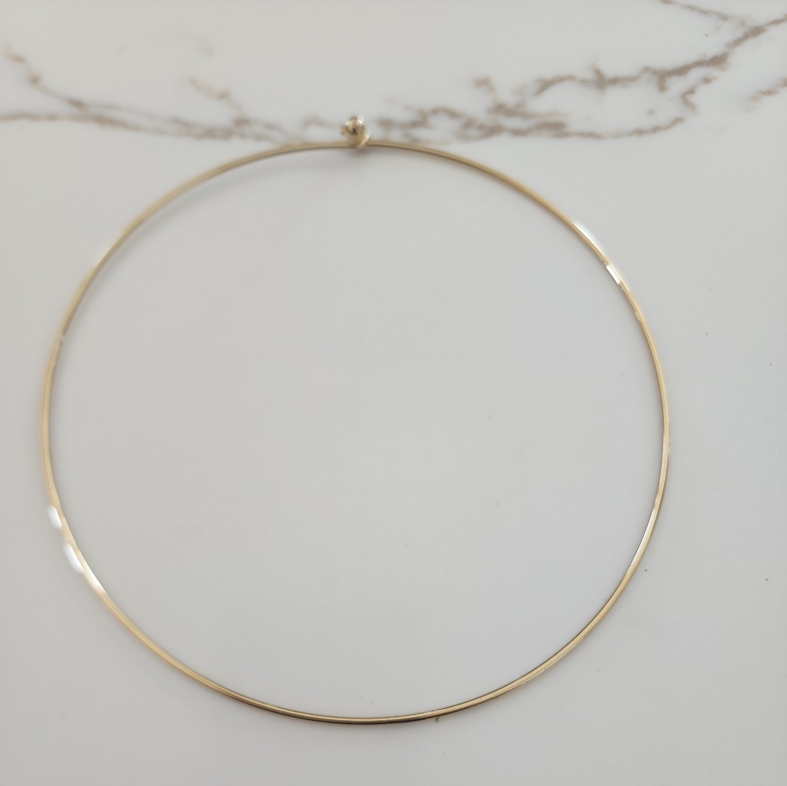 Vintage Round Wire Metal Hook On Necklace Gold Tone Charm Enhancer Choker