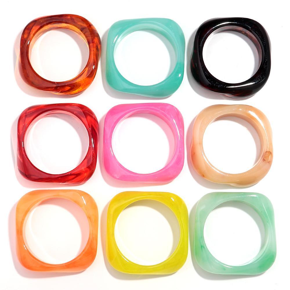 Vintage Acrylic Geometric Bangles – Trendy Wide Cuff Resin Bracelets for 2025