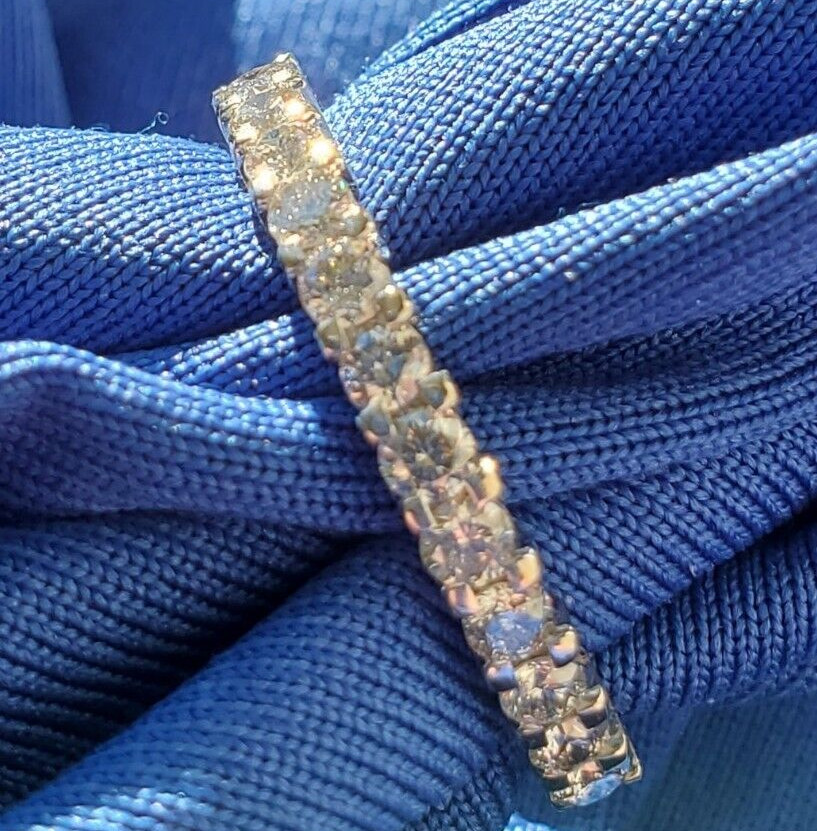 EARTH MINED DIAMOND Deco Style Wedding BAND 14K GOLD Stacking Anniversary RING