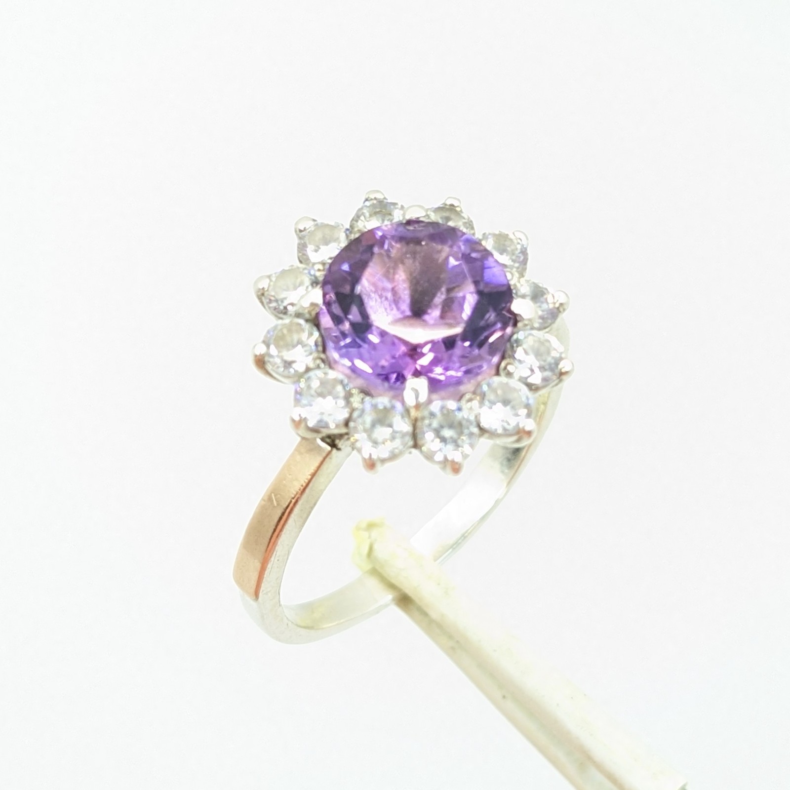 Vintage Luxury RING Silver 925 with Bright Amethyst -size: 7.5US (17.5mm) | #110