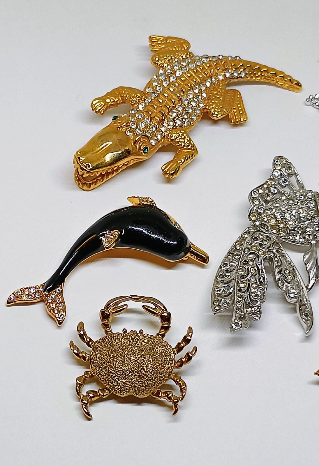 Vintage Lot 7 Sea Shore Brooch Pins Crystal Pave Rhinestone Kenneth J Lane LG