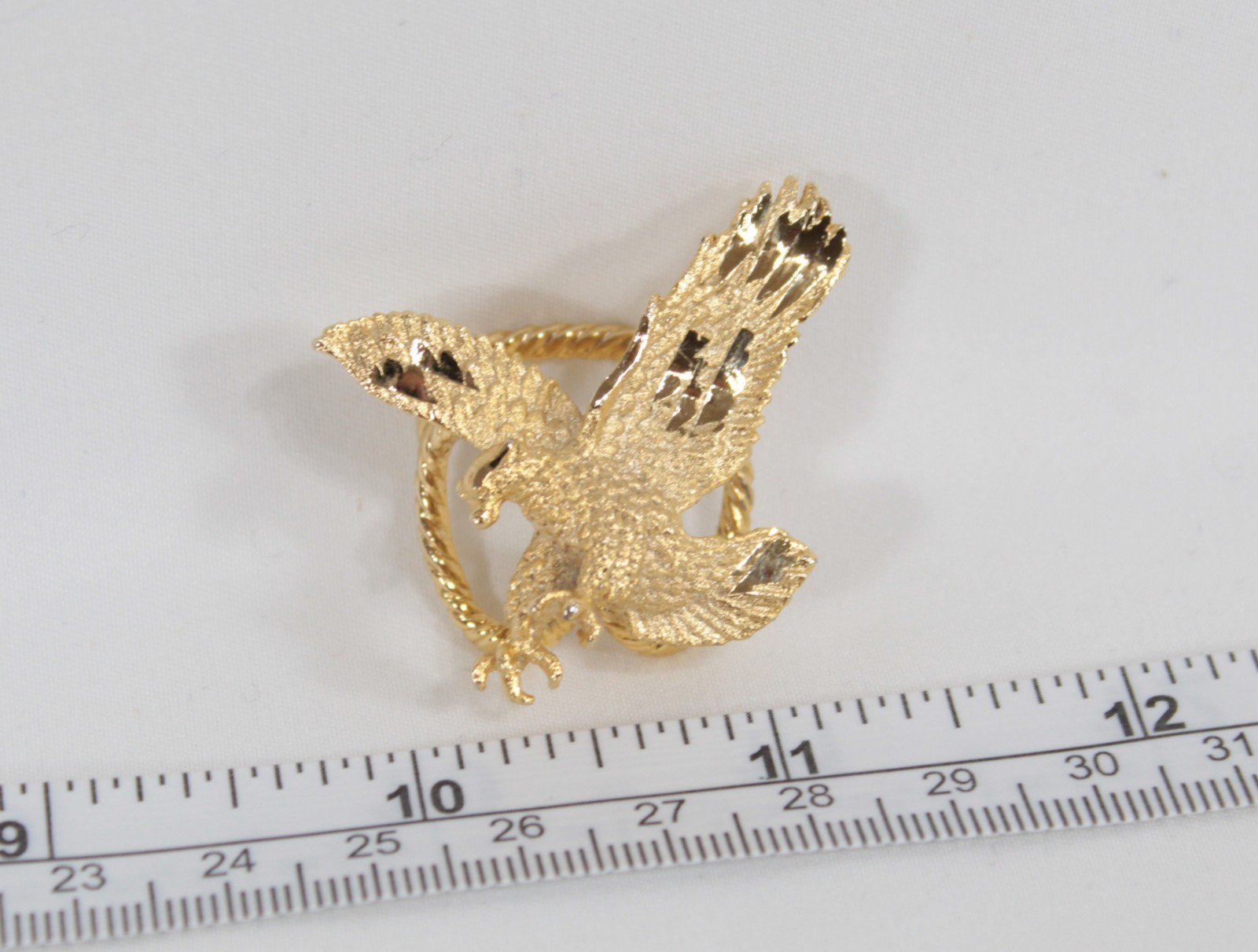 Flying Eagle Scarf Slide Gold Tone Patriotic Jewelry Bolo Beautiful! UNUSED