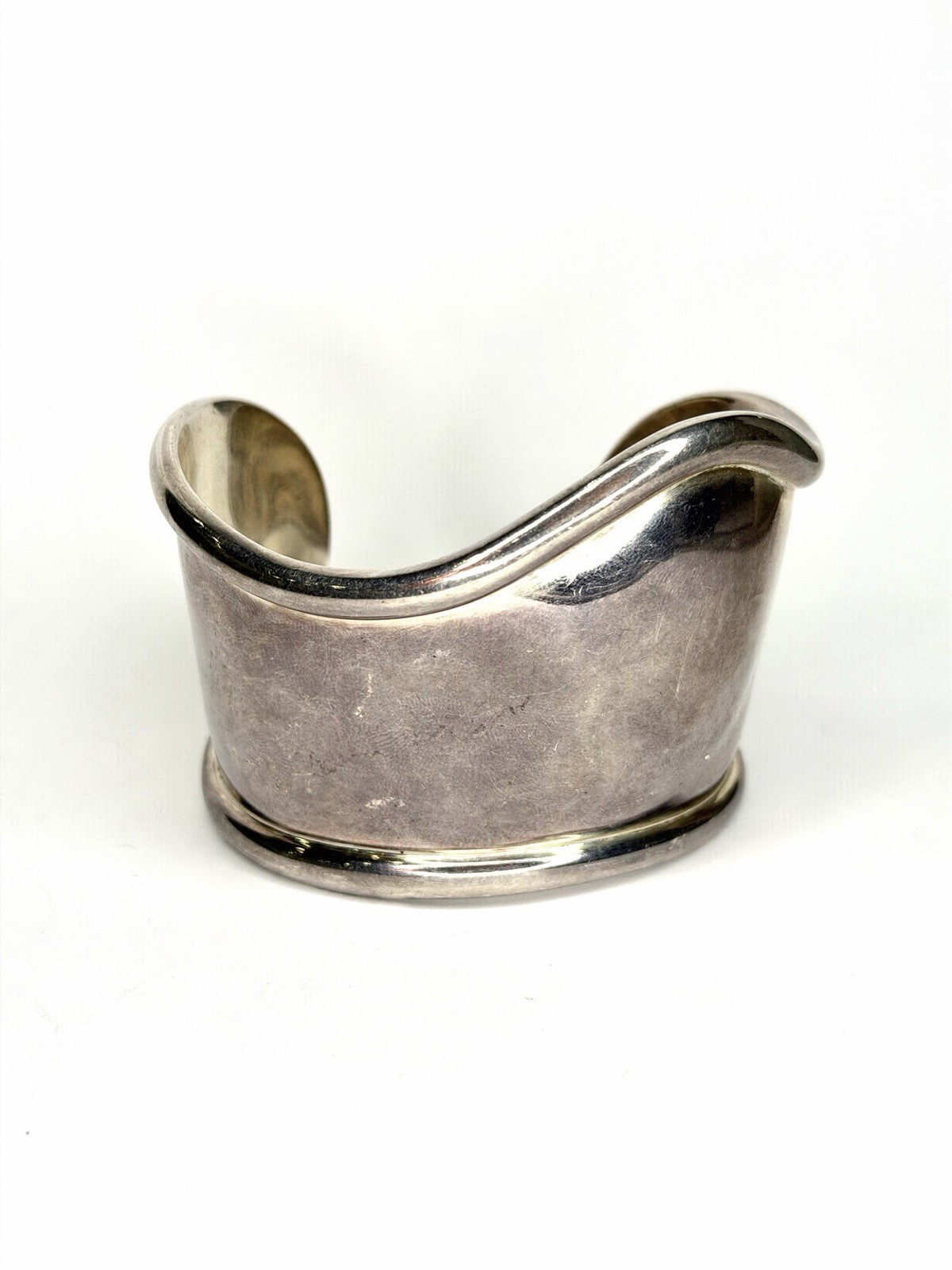 Vintage Sterling Silver Modernist Sculptural Bone Cuff Bracelet 91.7g