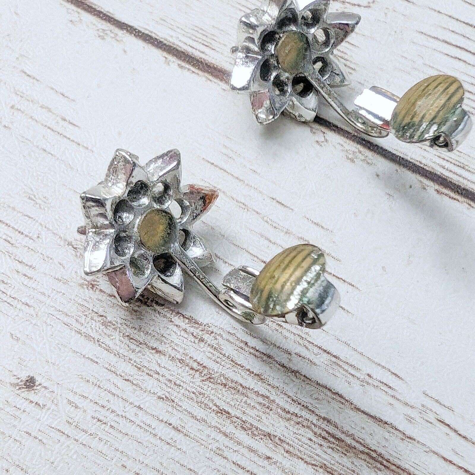 Vintage Clip On Earrings – 5/8″ Faux Pearls – Missing Gems & Cosmetic Issues