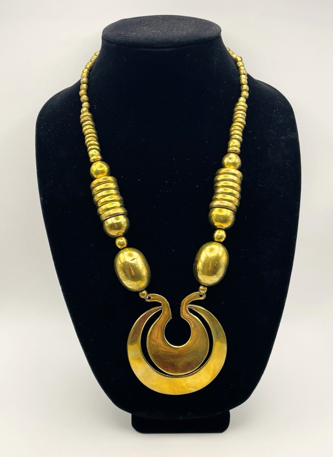 Vintage Artisan Statement Brass Made in India Necklace and Earrings