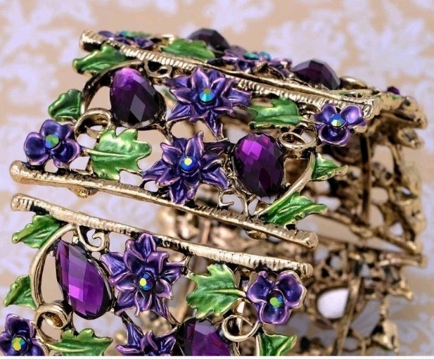 Alilang Antique Hollow Vintage Floral Topaz Crystal Rhinestone Flower Garden…
