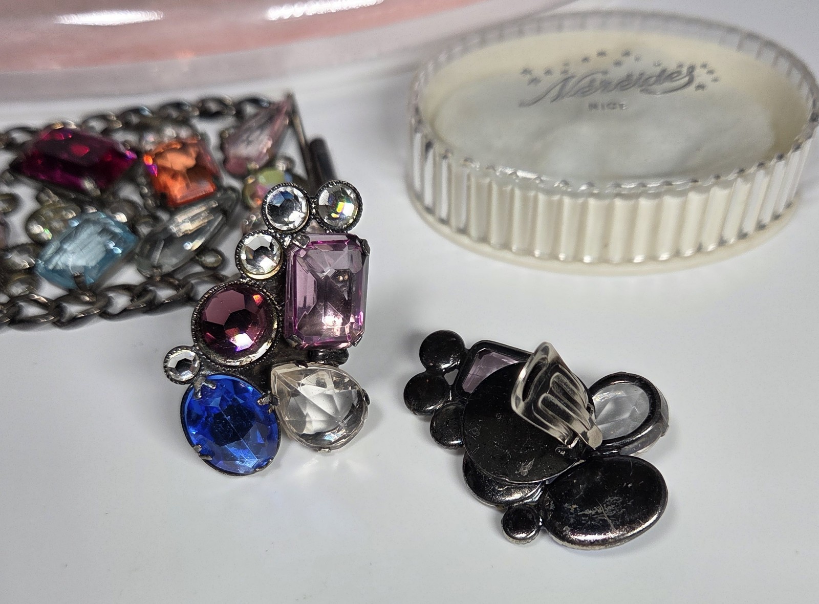 1980’s Les Neredides Multicolor Cuff Bracelet & Earring Set from Nice, France