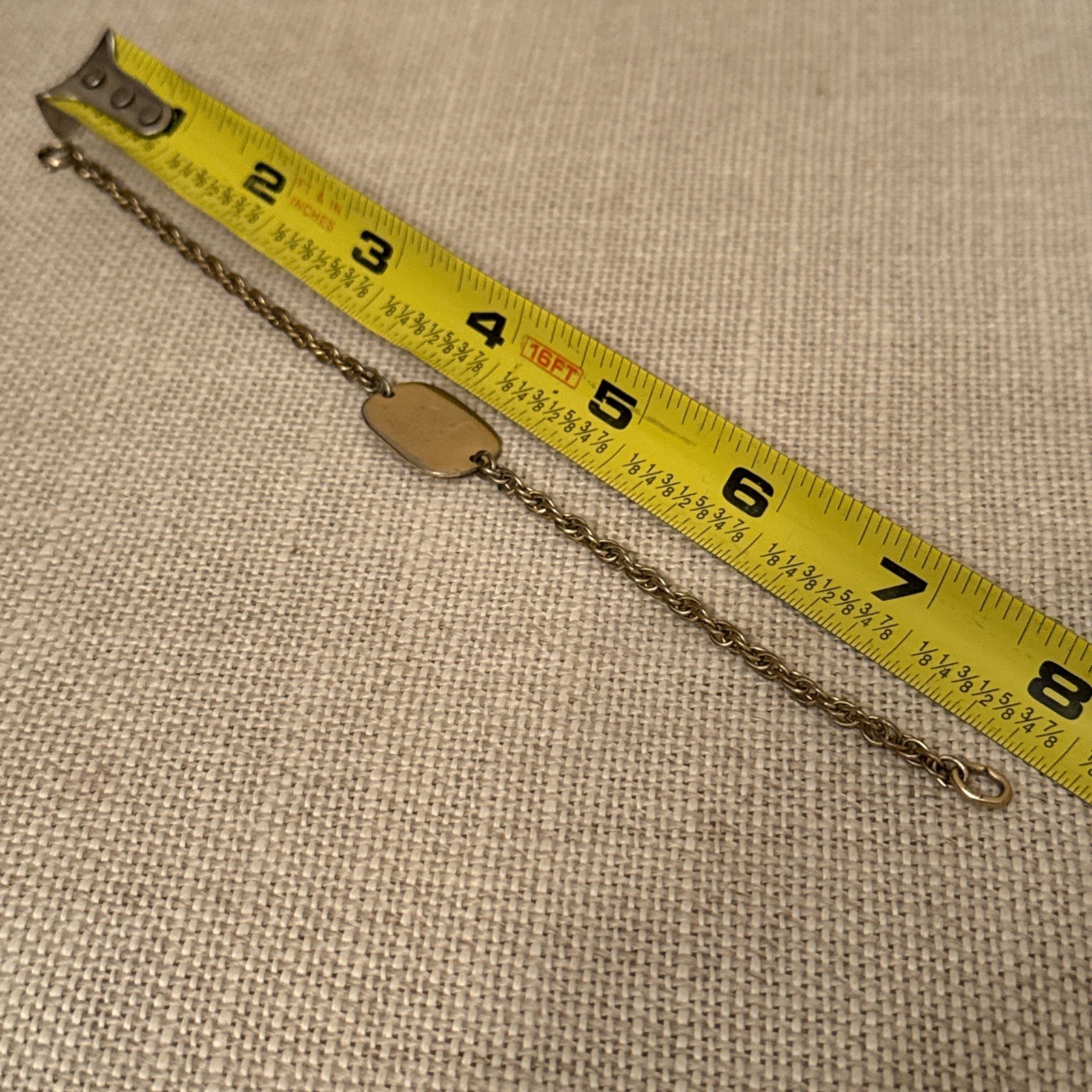 Vintage Gold Filled ID Identity Medical Bracelet GF Engrave Plate Rope Chain