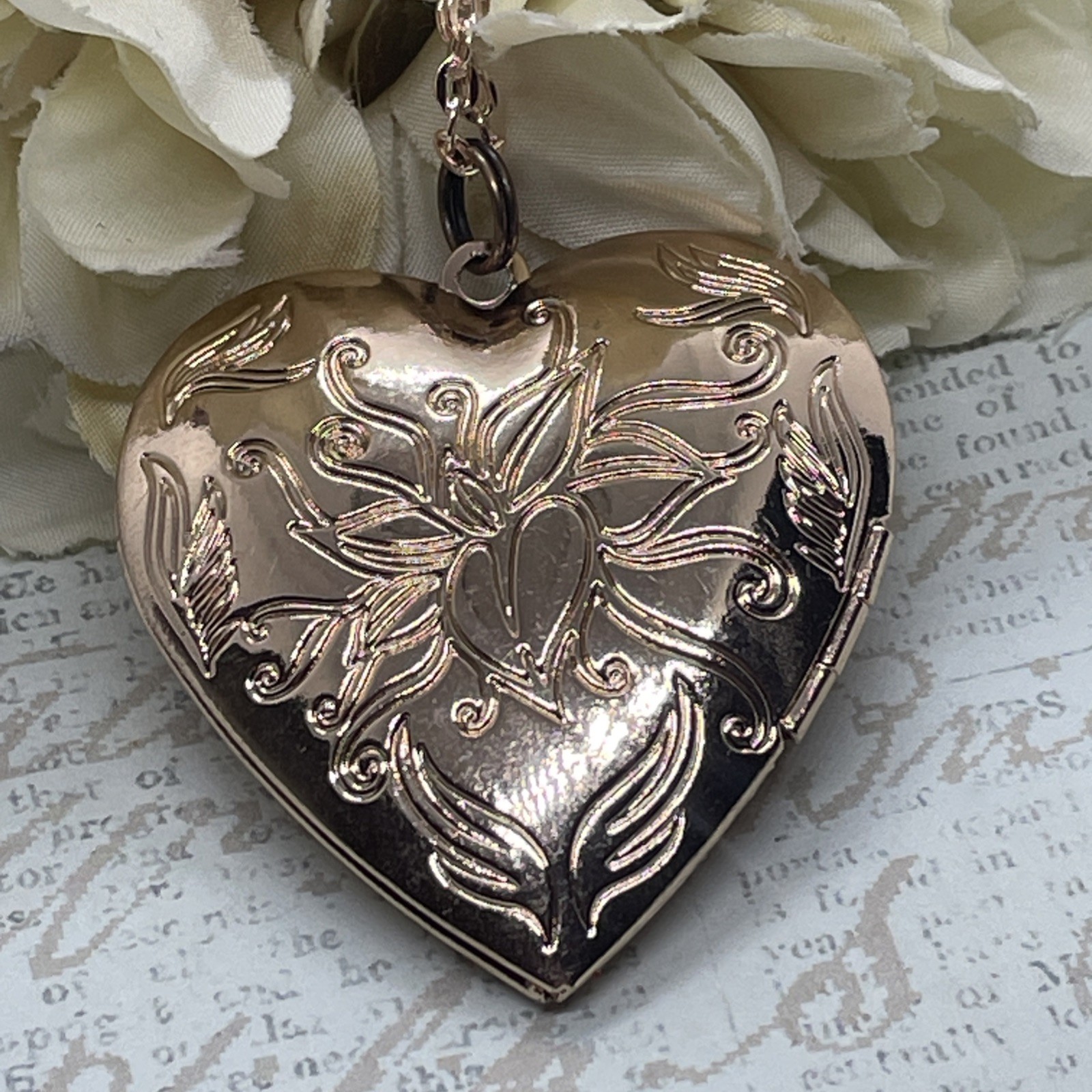 Blue Jay Bird VALENTINE Rose Gold Heart Locket Anniversary Bridal Gift Wedding