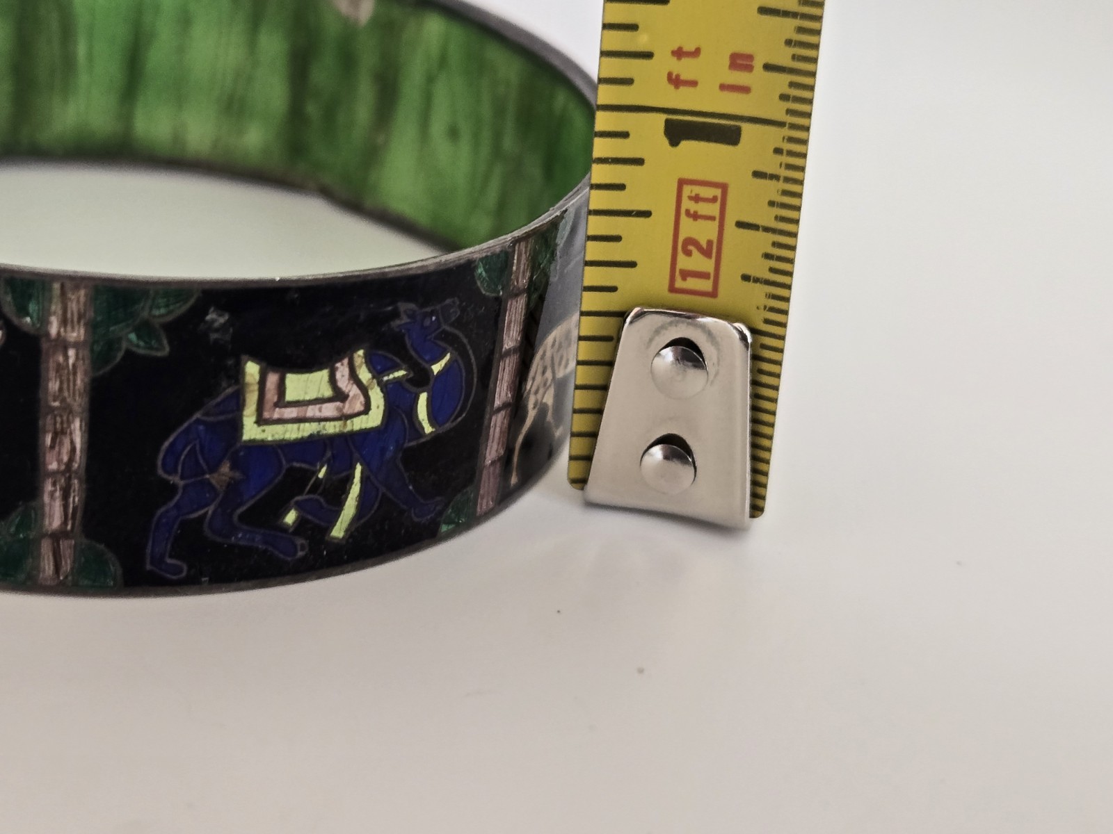 Vintage India? Highly Detailed Silver & Enameled Animal Bangle Bracelet **READ