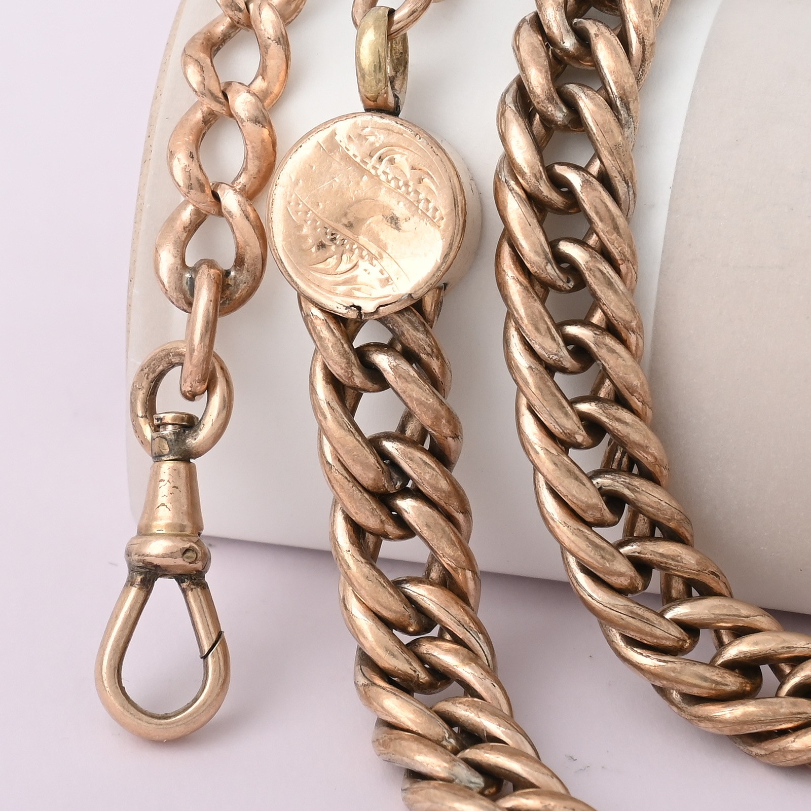 Antique Victorian Upcycled 50gr Rose Gold Filled Fancy Curb 20″ Chain Necklace