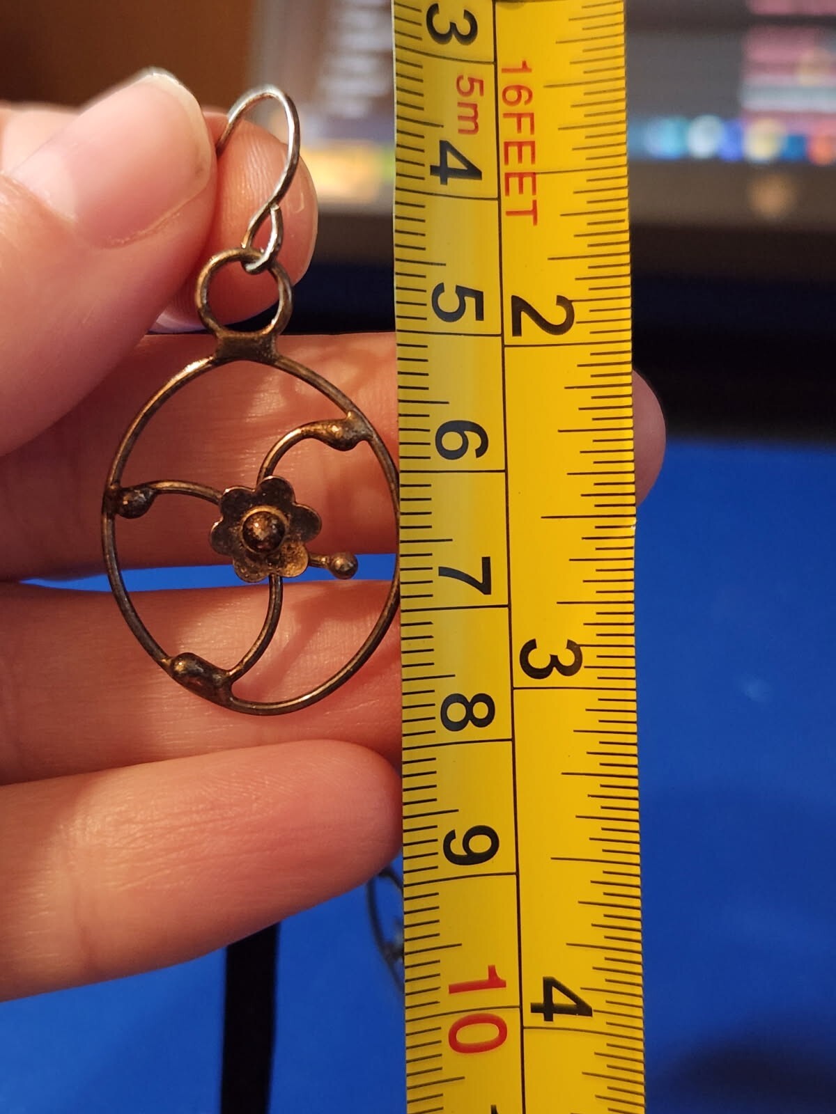 Sterling Silver Floral Design Dangle Earrings