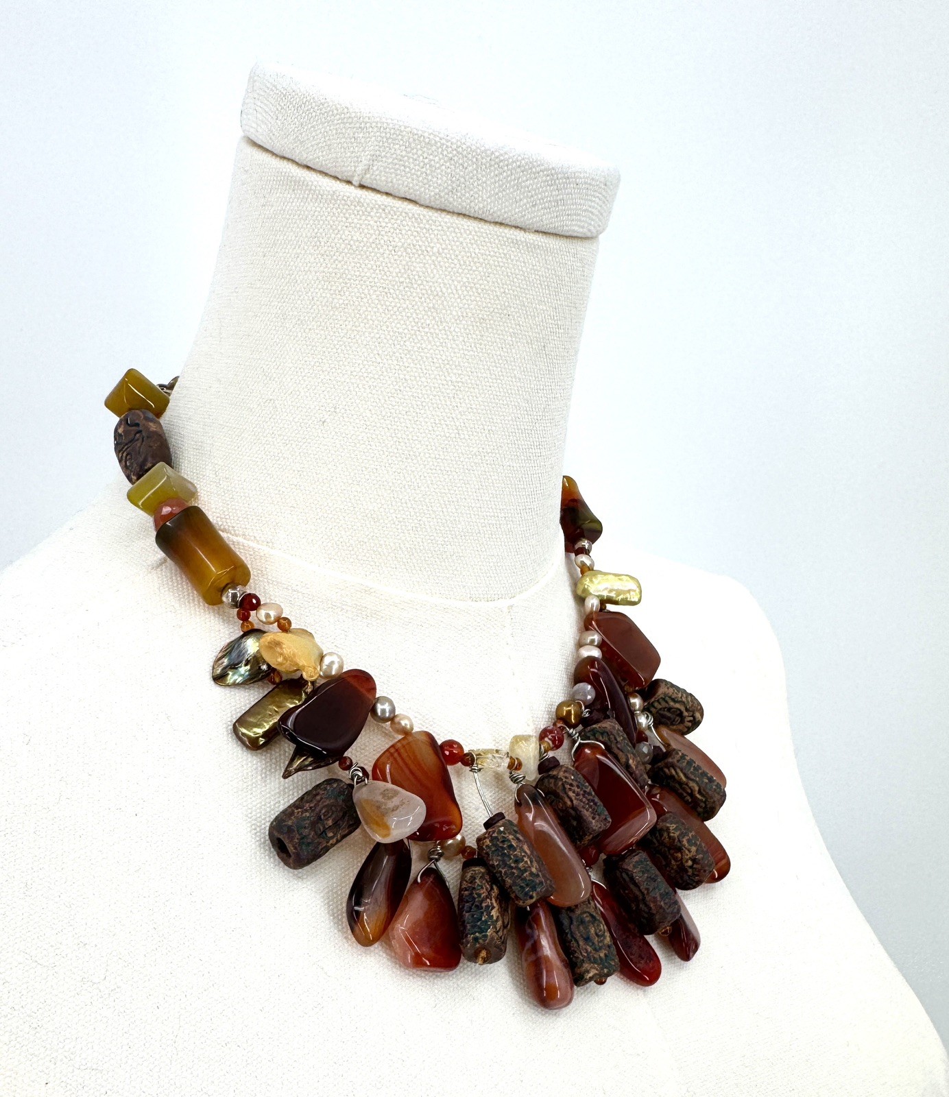 Vintage Artisan carnelian Agate Statement necklace