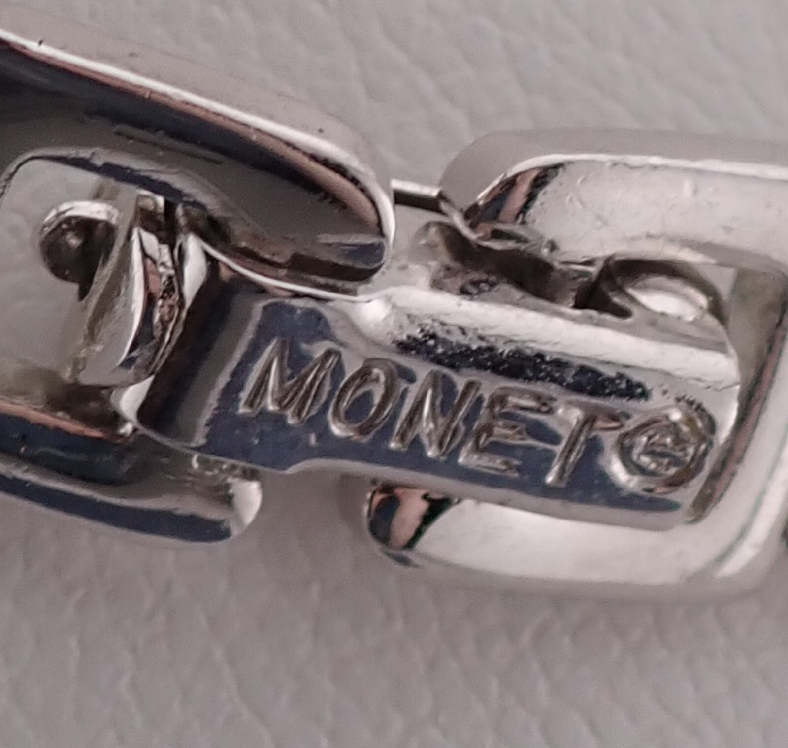 Vintage Monet Silver Tone 16″ Belt Buckle Pendant 6mm Chain Necklace