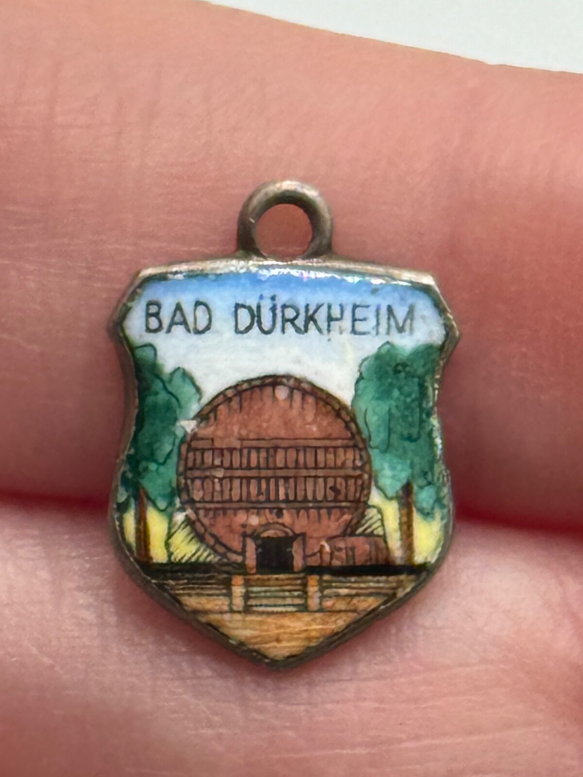 Vintage Bad Durkheim Enamel 800 Silver Germany Shield Travel Souvenir Charm