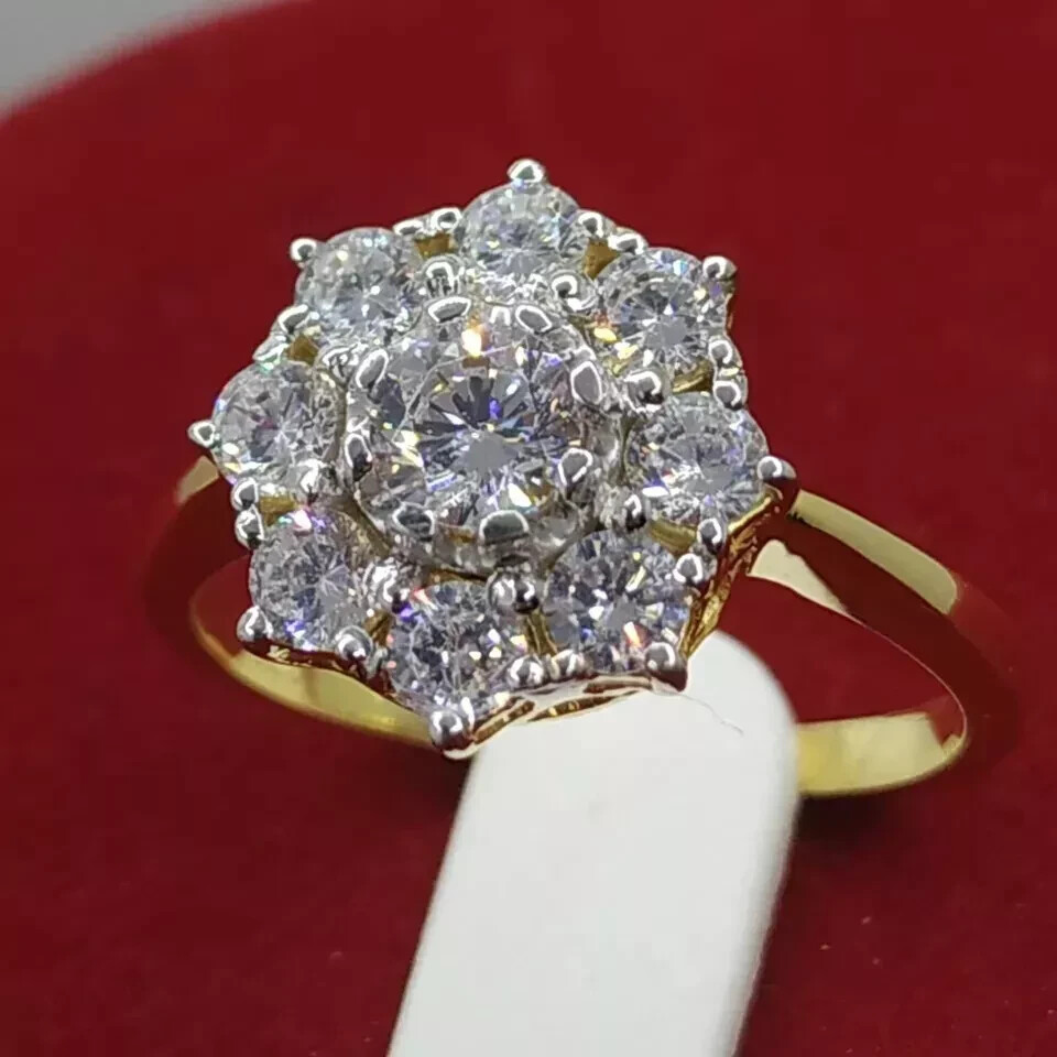 Art Deco Vintage Style Lab Created Diamond Wedding 14k Yellow Gold Finish Ring