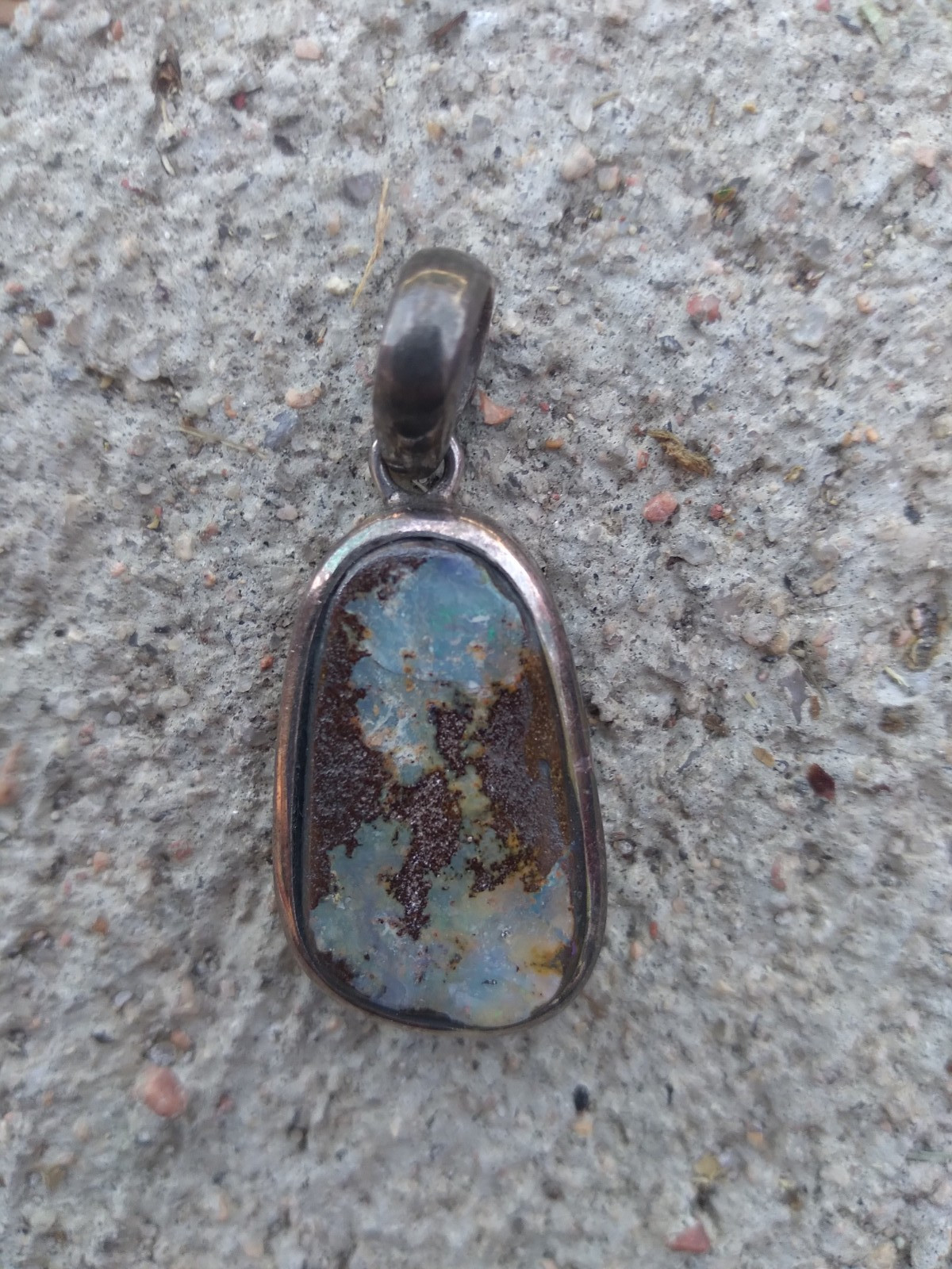 Australian? Boulder Opal Pendant Vintage Sterling Silver 925