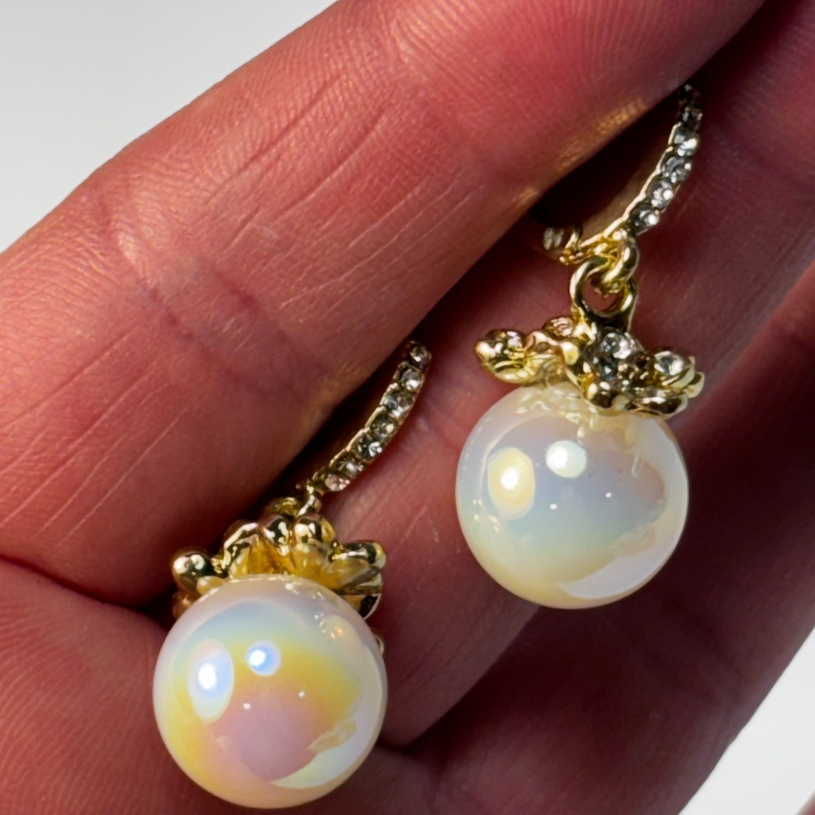 Earrings Pearl Rhinestone Drop Earring Fairy Core Gorgeous Chunky Gold Tone