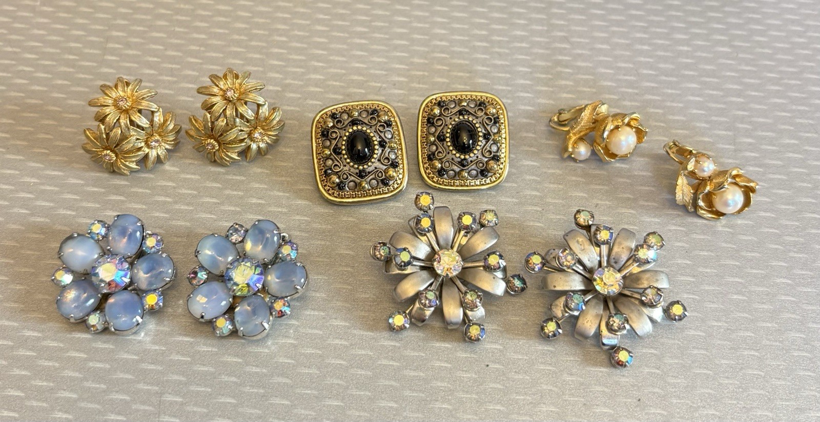 Vintage Designer Clip Earring LOT 5 Pair Signed Kramer Lisner Coro Golan ODLR