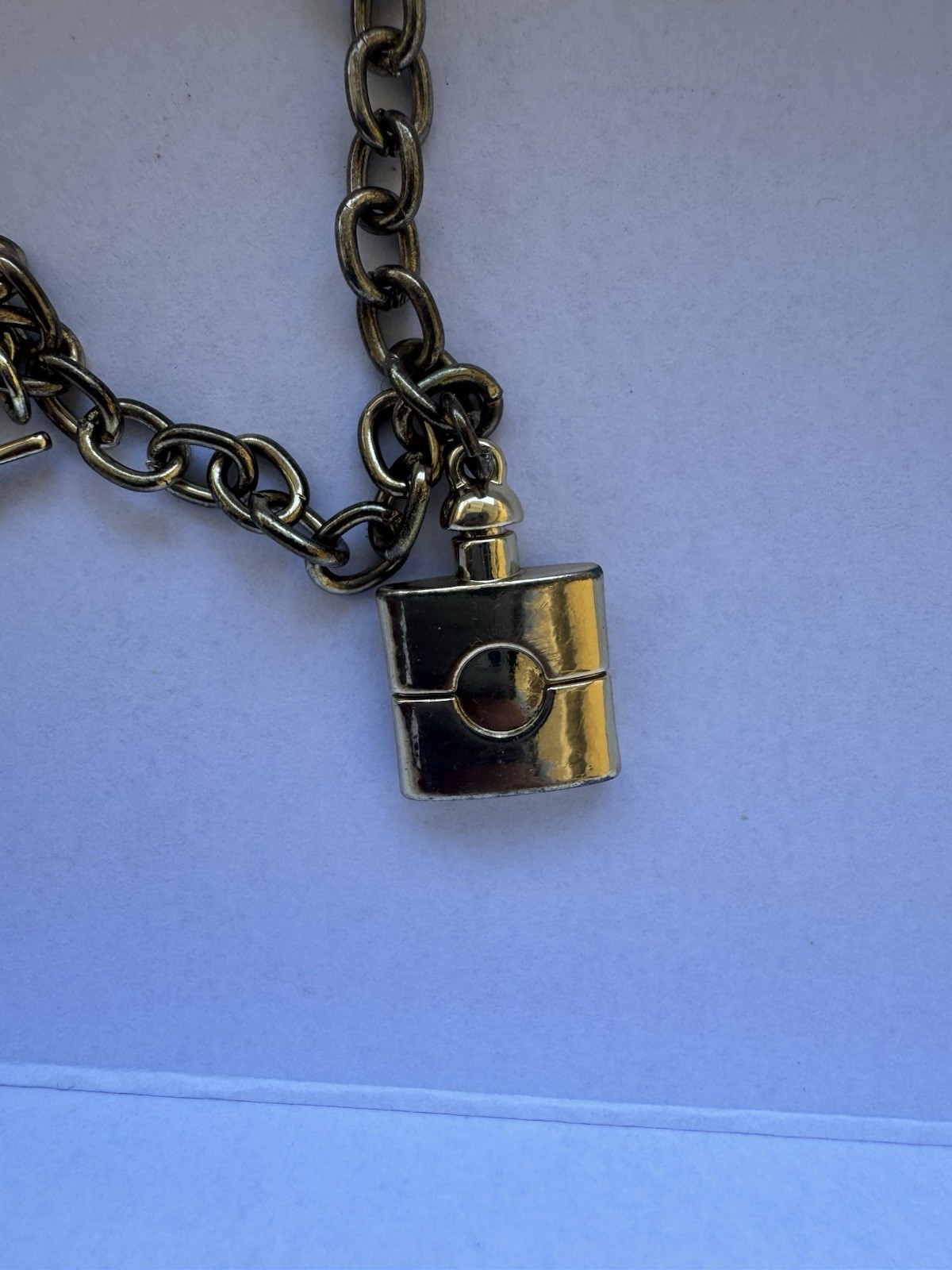 YSL Yves Saint Laurent Vintage 3 Charms Gold Tone Bracelet with Iconic Logo