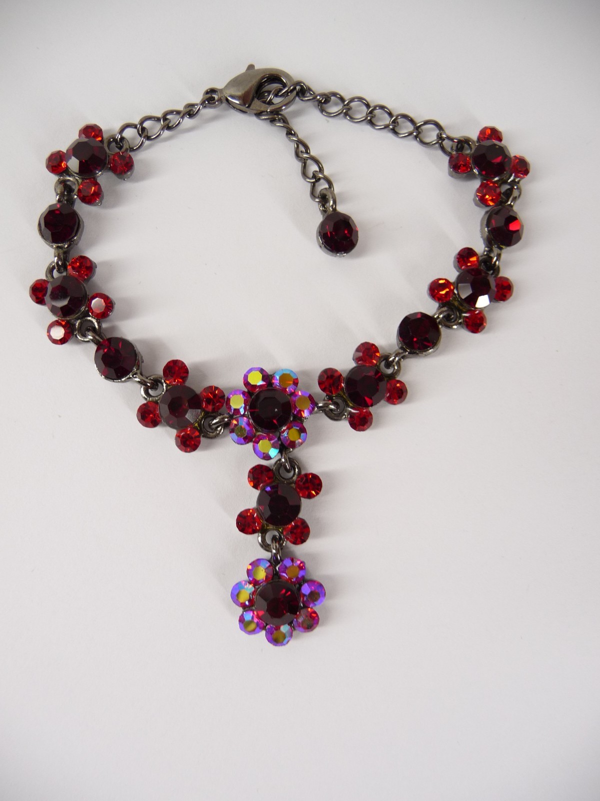 SNK Signed Bracelet Red Crystal Rhinestones 8.5 inches USA Seller