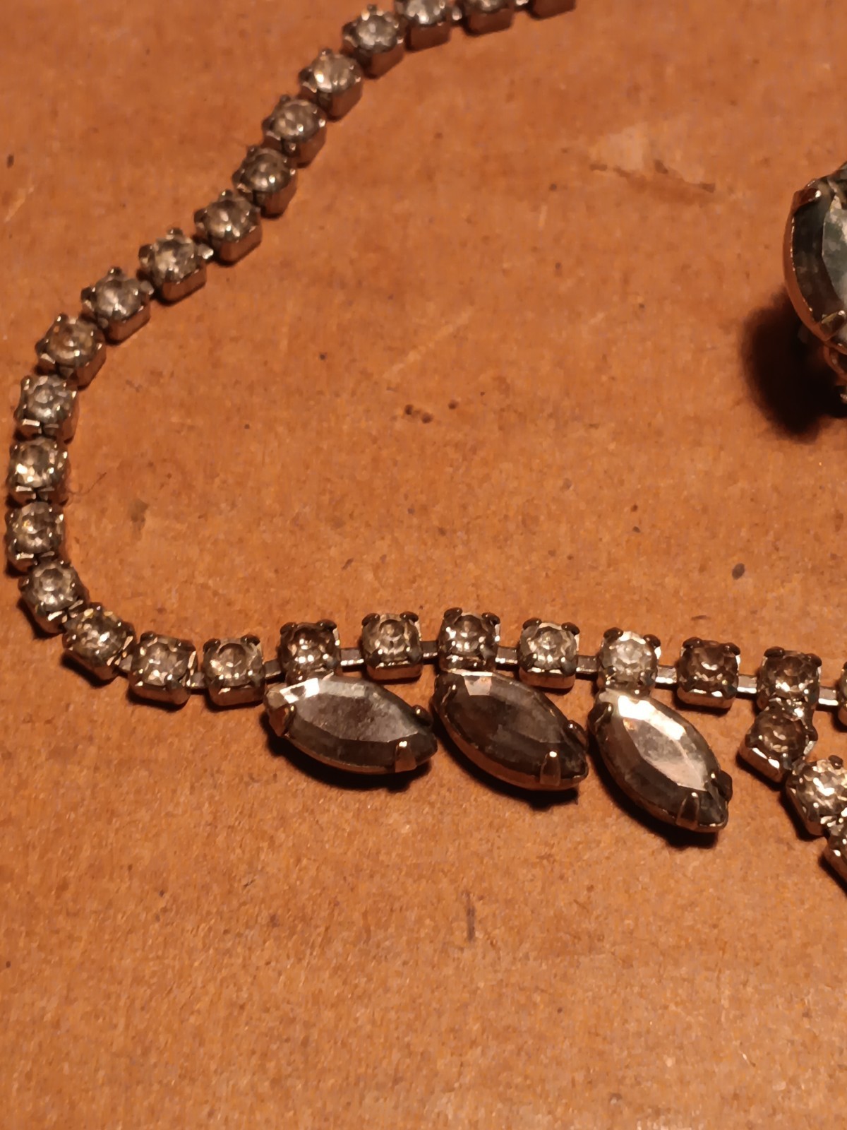 Two Art Deco? Style Costume Jewelry Necklaces 1 With Clip On Ear Rings.