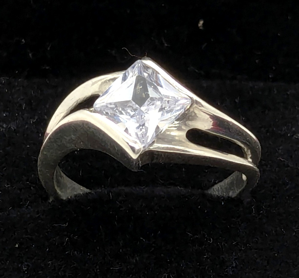 Vintage Elegant RING Silver 925 with Chic Bright Stone -size: 9.25US (19mm)| #25