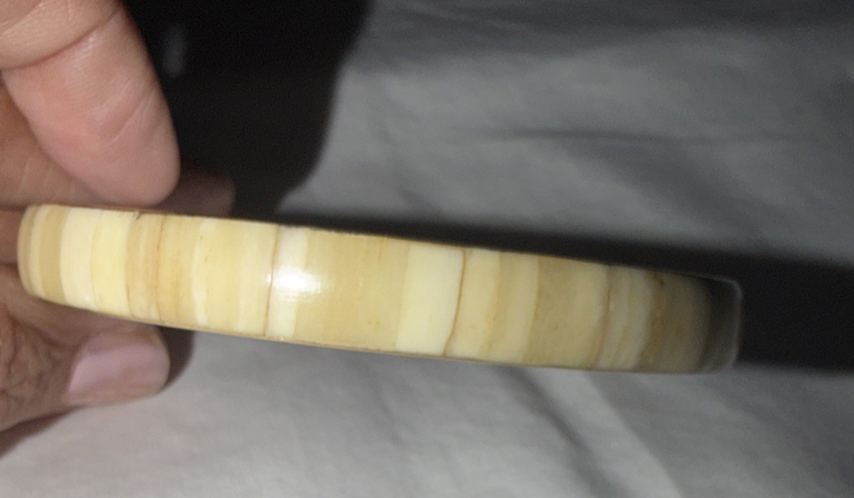 2Bz India Bangles Brass White Inlay Bangle Bracelet Lot Of 2
