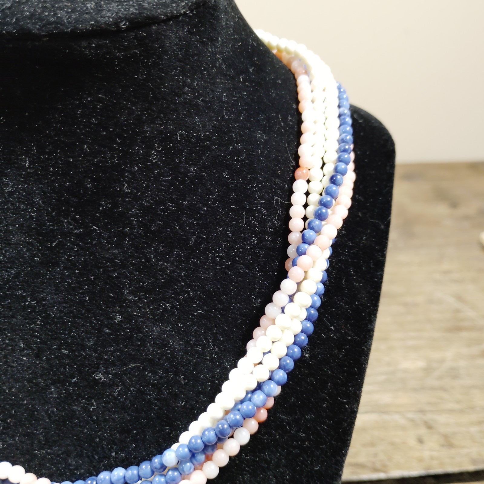 Vintage Twist A Bead Interchangeable Necklace w/ Clasp Pink White Blue