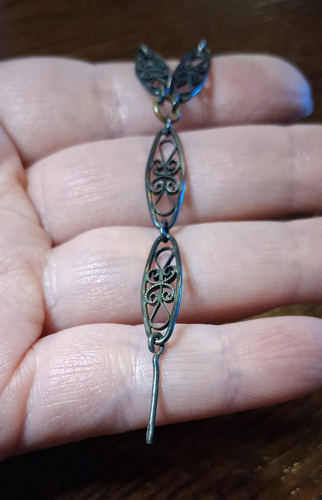Antique Victorian 800 Silver Filigree Chain 31-32″ Missing Bead See Pics/Descrip