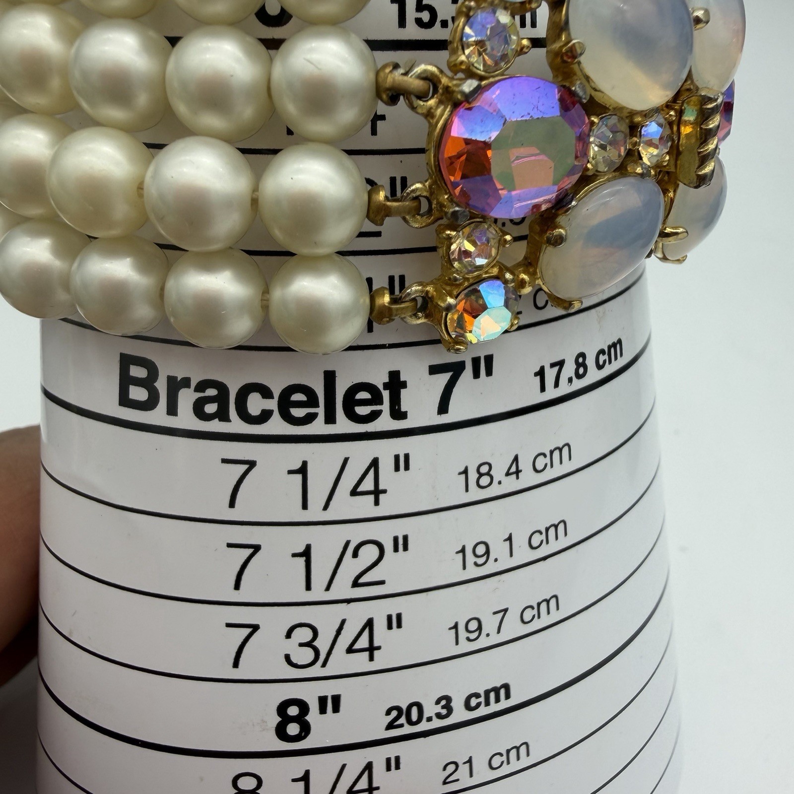 VTG SCHIAPARELLI Signed Bracelet Opaline Pink AB Faux Pearl Statement Rare