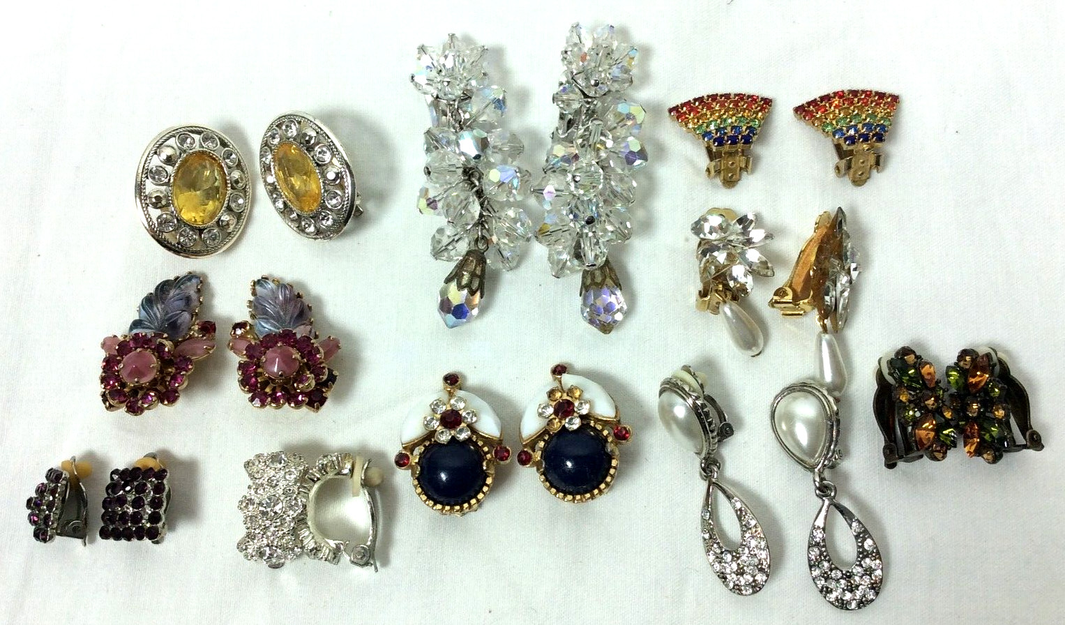 10 Pair High End Vintage Rhinestone Pearl Earring ~ Kramer NY Juliana Weiss T61