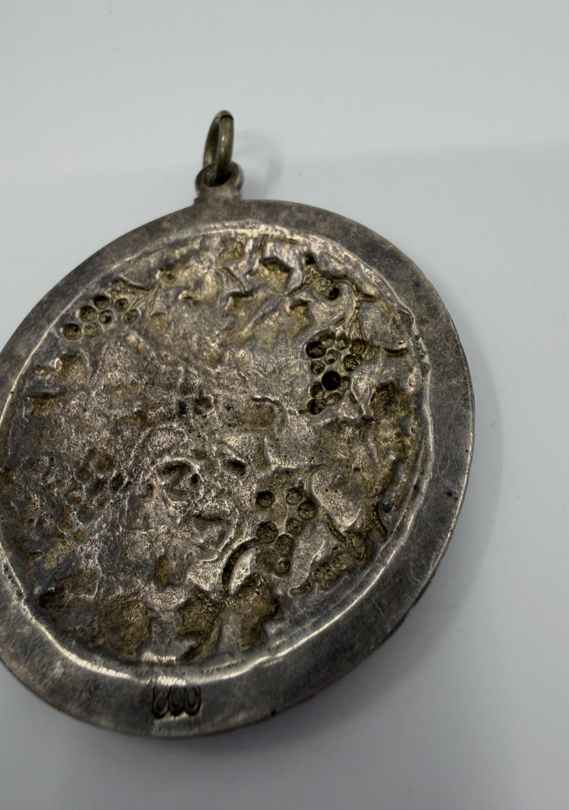 .800Silver Vtg Scandonavian Pendant Intricate Large Bird GrapeCluster Leaf Motif