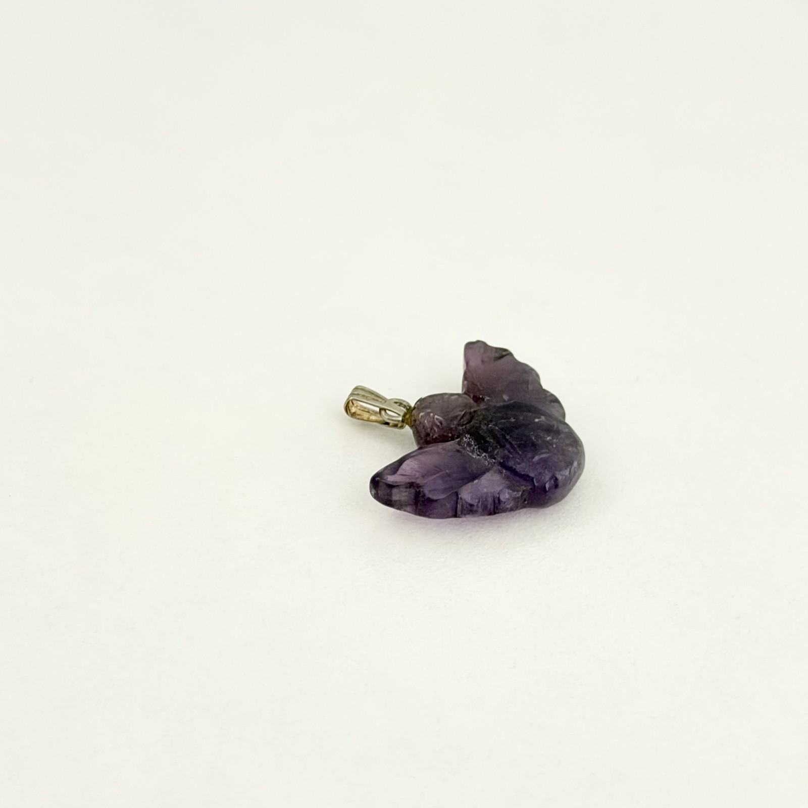 Genuine Amethyst Carved Guardian Angel Lucky Charm Pendant