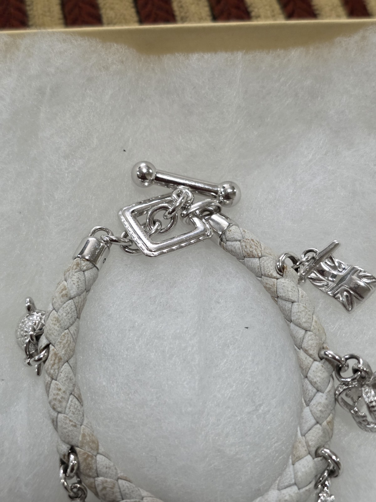 BURBERRY STERLING SILVER 925 CHARM WATCH BRACELET W/ 7 CHARMS