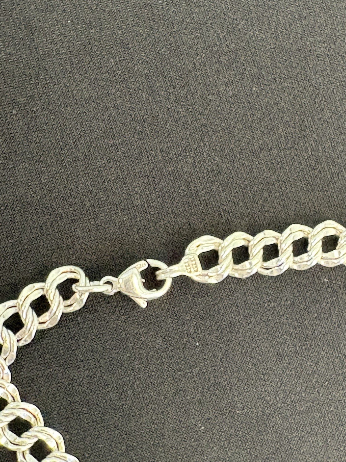 Vtg James Avery Double Curb Bracelet w/3 Rare Retired Giraffe/Sun/Rabbit