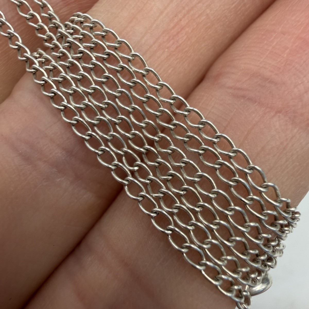 Vintage 925 Sterling Silver Curb Chain Necklace 44cm Unisex Italy Jewelry