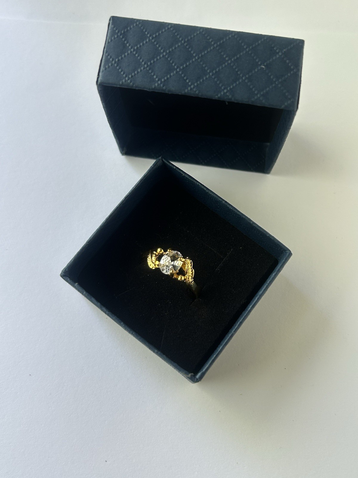 Vintage Clear Cubic Zirconia Ring Gold Plated Womens Size 10