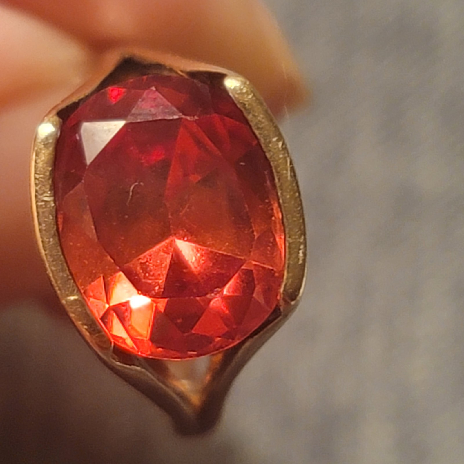 Vintage Mid-Century 14K Vivid Reddish-Orange Sapphire, Approx. 6.00 Carats