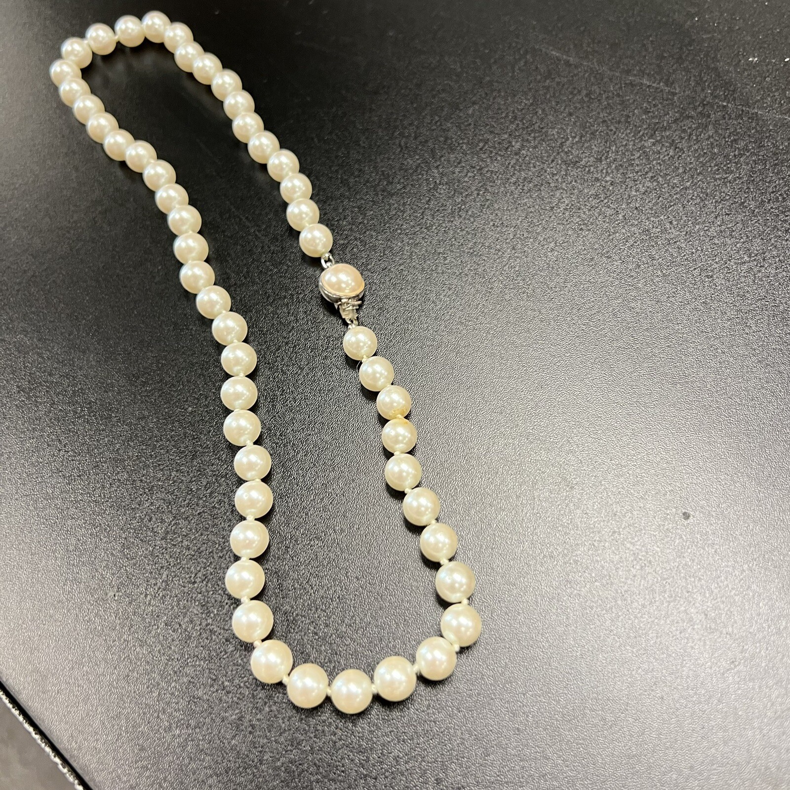 Vintage Carolee Mid Century Double Knotted Signed “Jackie O” Necklace Faux Pearl