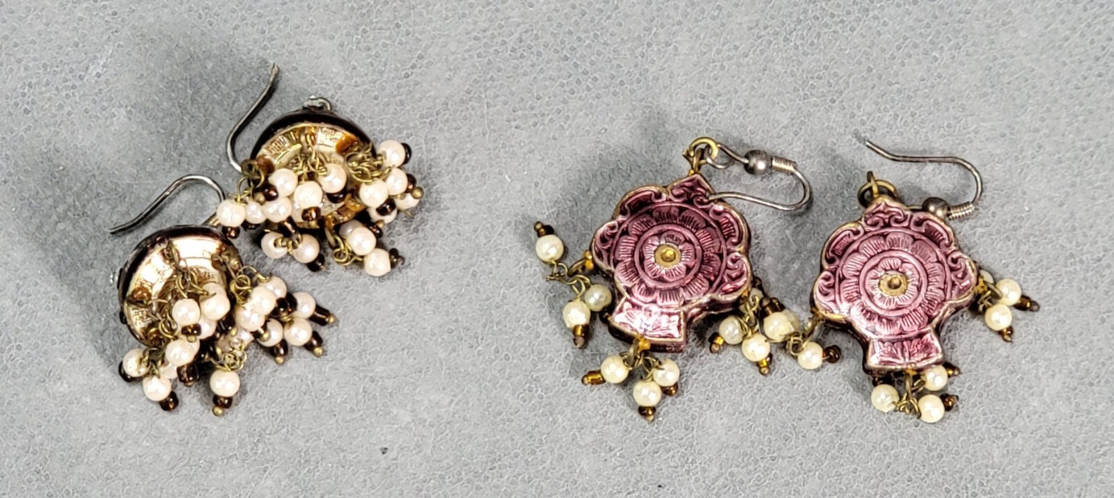 Vintage BOHEMIAN Enamel & Rhinestone NECKLACE & EARRINGS Boho INDIA Lot